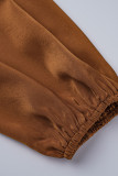 Light Brown Fashion Sexy Solid Backless Slit Off the Shoulder Long Dress Dresses