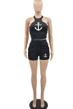 Pink Casual Sportswear Print Patchwork O Neck Sleeveless Two Pieces