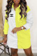 Yellow Fashion Street Print Patchwork Turndown Collar Shirt Dress Dresses
