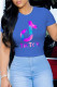 Baby Blue Fashion Street Print Letter O Neck T-Shirts