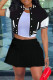 Black Fashion Casual Solid Patchwork Short Sleeve Two Pieces