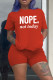 Red Fashion Casual Letter Print Basic O Neck Short Sleeve Two Pieces