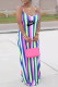 Blue Pink Fashion Casual Striped Letter Spaghetti Strap Sling Dress Dresses