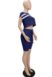 Pink Casual Solid Patchwork O Neck Short Sleeve Two Pieces