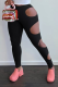 Black Sexy Solid Hollowed Out Skinny High Waist Pencil Solid Color Bottoms