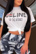 White Fashion Street Print Letter O Neck T-Shirts