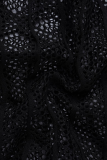 Black Sexy Solid Patchwork Halter Skinny Jumpsuits