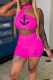 Rose Red Casual Sportswear Print Patchwork Halter Sleeveless Two Pieces