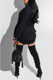 Red Casual Solid Patchwork Frenulum Buckle Slit Turndown Collar Tops