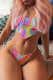 Multicolor Fashion Sexy Print Tie Dye Bandage Backless Swimwears