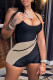 Black Sexy Casual Patchwork Backless Strap Design Halter Skinny Romper