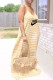 Light Yellow Fashion Casual Striped Letter Spaghetti Strap Sling Dress Dresses
