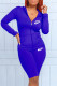 Peacock Blue Fashion Sportswear Print Letter Hooded Collar Long Sleeve Two Pieces