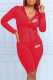 Red Fashion Sportswear Print Letter Hooded Collar Long Sleeve Two Pieces