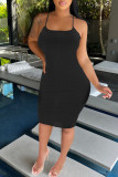 Red Fashion Sexy Solid Backless Spaghetti Strap Pencil Skirt Dresses