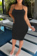 Black Fashion Sexy Solid Backless Spaghetti Strap Pencil Skirt Dresses