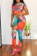 Multicolor Fashion Casual Cartoon Print Basic O Neck Short Sleeve Two Pieces