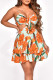 Multicolor Sexy Print Patchwork Backless Spaghetti Strap Sling Dress Dresses