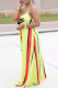 Yellow Fashion Casual Striped Letter Spaghetti Strap Sling Dress Dresses