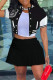 Black Fashion Casual Letter Print Patchwork Short Sleeve Two Pieces