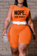 Orange Fashion Casual Letter Print Basic O Neck Regular Romper (Without Belt)
