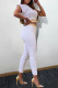 White Fashion Celebrities Solid Patchwork O Neck Short Sleeve Two Pieces