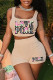 Coffee Fashion Casual Print Letter Square Collar Sleeveless Two Pieces
