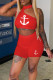 Red Casual Sportswear Print Patchwork Halter Sleeveless Two Pieces