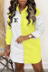 Yellow Fashion Casual Print Patchwork Turndown Collar Shirt Dress Dresses