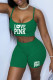 Green Fashion Street Print Letter Spaghetti Strap Sleeveless Two Pieces