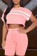 Pink Casual Solid Patchwork O Neck Short Sleeve Two Pieces