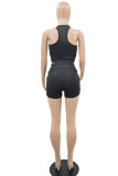 Pink Casual Sportswear Print Patchwork O Neck Sleeveless Two Pieces