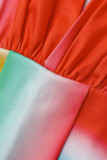 Rainbow Color Fashion Sexy Print Basic V Neck Sleeveless Dress