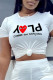 White Fashion Sportswear Print Patchwork Letter O Neck T-Shirts