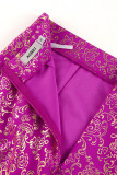 Purple Sexy Print Tassel Patchwork Straight High Waist Straight Full Print Bottoms