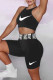 Black Fashion Casual Print Letter O Neck Sleeveless Two Pieces