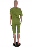 Red Fashion Casual Solid Basic Oblique Collar Short Sleeve Two Pieces