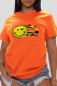 Orange Fashion Street Print Patchwork O Neck T-Shirts