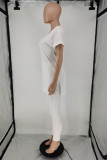 Milky Fashion Casual Solid Slit V Neck Short Sleeve Two Pieces