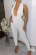 White Sexy Casual Solid Bandage Backless V Neck Skinny Jumpsuits