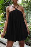 Pink Sexy Solid Patchwork Halter Dresses