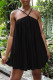 Black Sexy Solid Patchwork Halter Dresses
