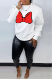 Blue Fashion Street Print Patchwork O Neck Tops