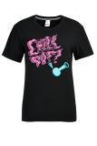 White Fashion Casual Print Patchwork Letter O Neck T-Shirts