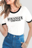 Red Casual Print Patchwork O Neck T-Shirts