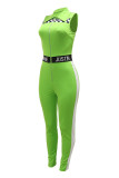 Pink Fashion Casual Patchwork Basic Zipper Collar Skinny Jumpsuits