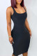 Black Sexy Casual Solid Basic Square Collar Vest Dress