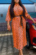 Tangerine Red Casual Elegant Print Polka Dot Split Joint Half A Turtleneck Straight Dresses