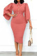 Pink Casual Daily Solid Patchwork Buckle Turndown Collar One Step Skirt Dresses