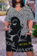 Black Casual Street Print Patchwork V Neck Straight Dresses